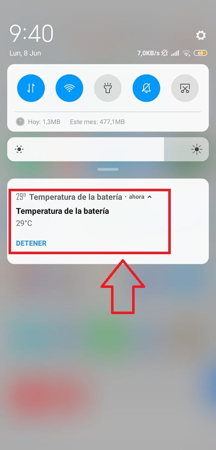 notificación temperatura